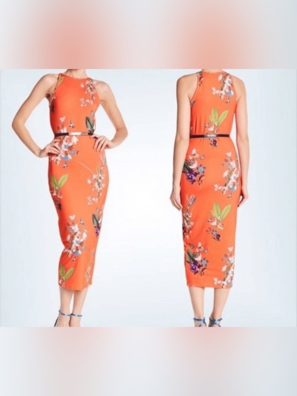 Ted Baker Joelia Floral red Knit Midi Dress